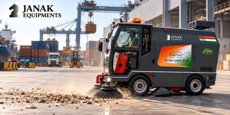 Electric Sweeper in Container Yard